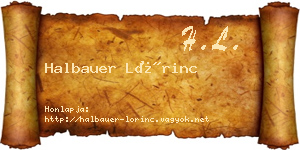 Halbauer Lőrinc névjegykártya